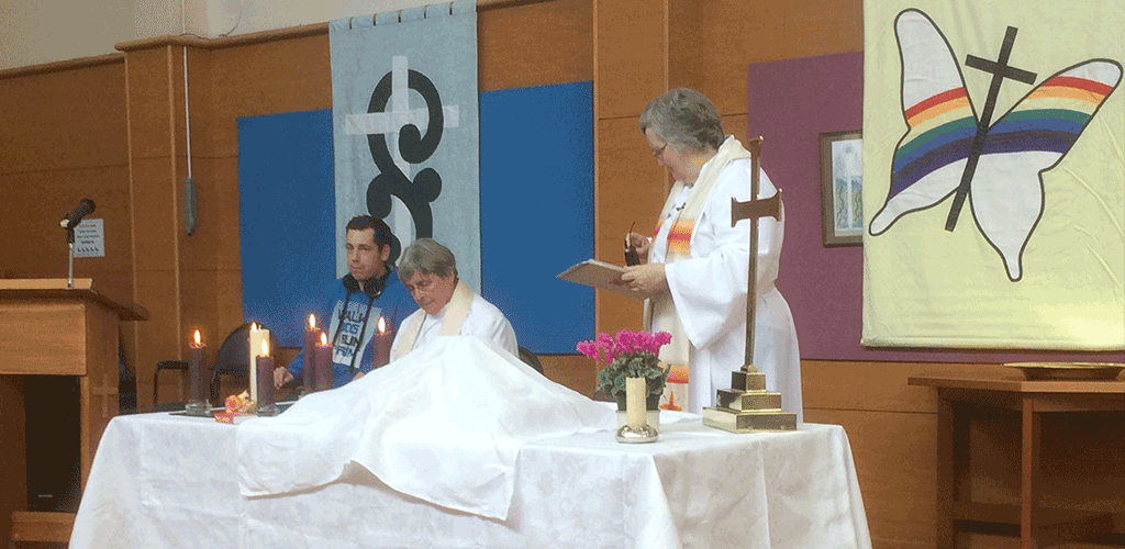 Prayer at the Sunday Church Service in Christchurch